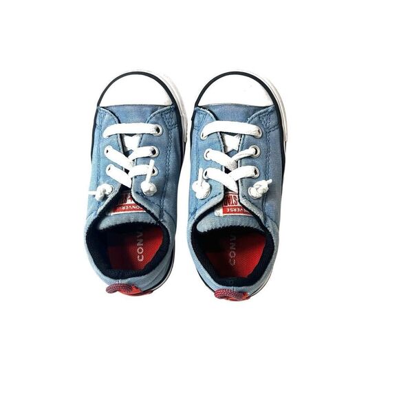 Converse All Star Kids Infant 7 Light Blue Canvas Sneakers Shoes Slip On Low Top - Picture 5 of 12
